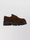 Prada Suede Loafers Featuring Chunky Sole In Burgundy