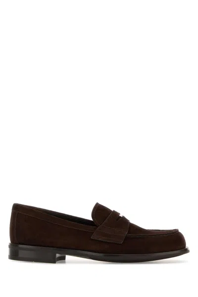 Prada Suede Loafers For Men In Brown