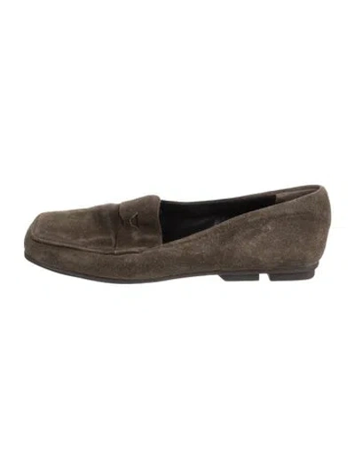 Pre-owned Prada Suede Loafers In Gray