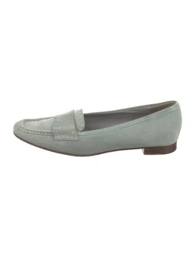 Pre-owned Prada Suede Loafers In Green