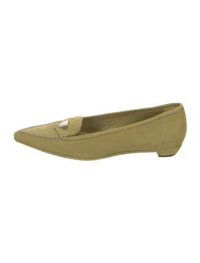 Pre-owned Prada Suede Loafers In Green