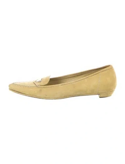 Pre-owned Prada Suede Loafers In Green
