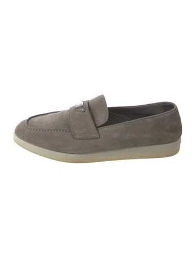 Pre-owned Prada Suede Loafers In Grey