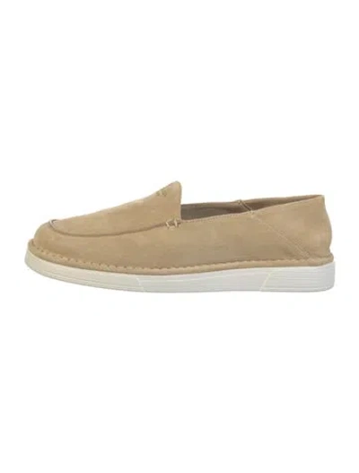 Pre-owned Prada Suede Loafers In Neutral