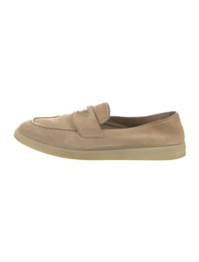 Pre-owned Prada Suede Loafers In Neutral