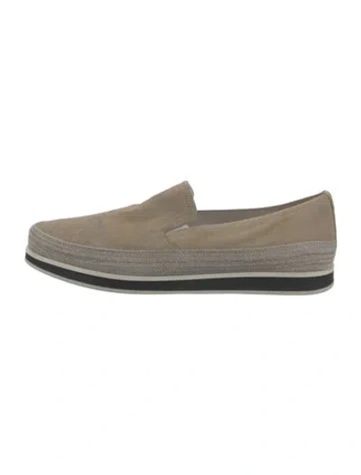 Pre-owned Prada Suede Loafers In Neutral