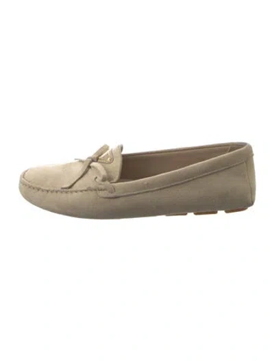 Pre-owned Prada Suede Loafers In Neutral