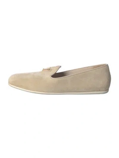 Pre-owned Prada Suede Loafers In Neutral