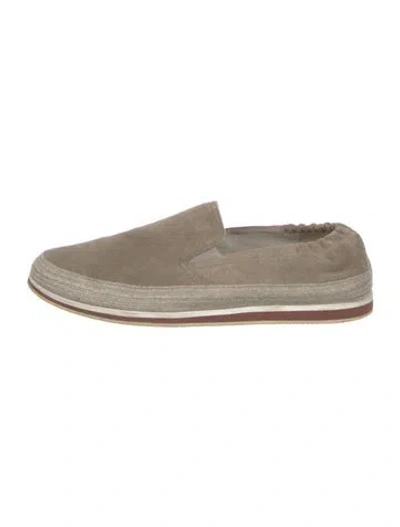 Pre-owned Prada Suede Loafers In Neutral