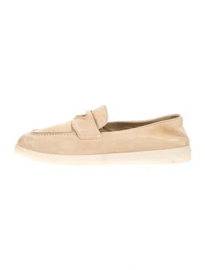 Pre-owned Prada Suede Loafers In Neutral