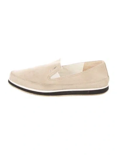 Pre-owned Prada Suede Loafers In Neutral