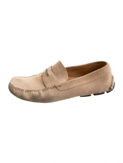 Pre-owned Prada Suede Loafers In Neutral