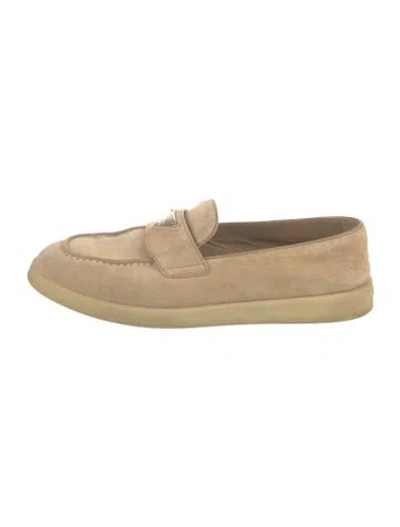Pre-owned Prada Suede Loafers In Neutrals