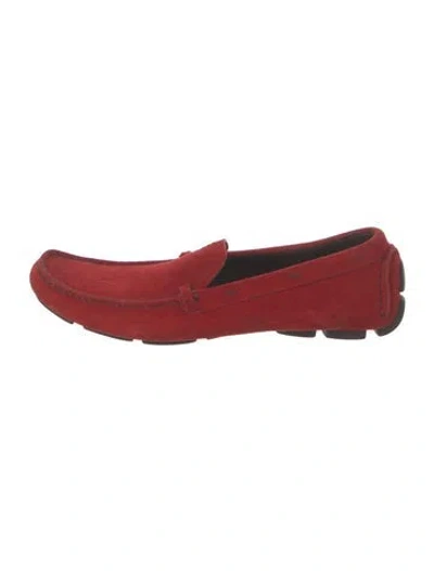 Pre-owned Prada Suede Loafers In Red