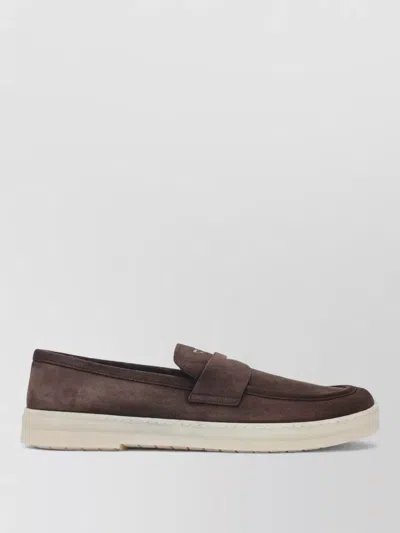 Prada Suede Loafers Round Toe Rubber Sole In Multi
