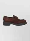 Prada Suede Loafers With Chunky Sole And Round Toe In Brown
