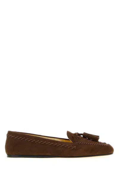 Prada Suede Loafers With Leather Lining And Rubber Sole In Brown