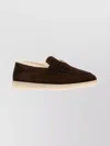 Prada Suede Loafers With Round Toe And Rubber Sole In Brown