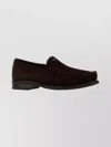 Prada Suede Loafers With Round Toe And Stitching In Brown