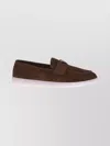 Prada Suede Loafers With Round Toe Design In Brown