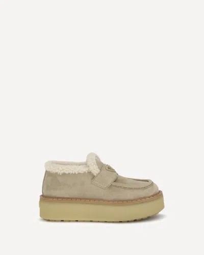 Prada Suede Loafers With Shearling In Multi