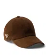 Prada Suede Logo Baseball Cap In Brown