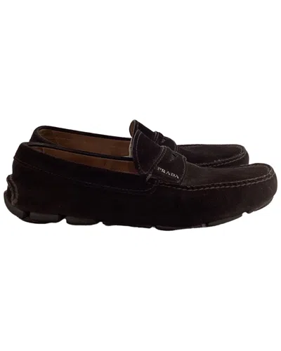 Prada Suede Logo Penny Driver Loafer (authentic Pre-loved)