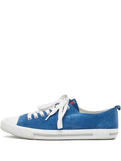 Pre-owned Prada Suede Low-top Sneakers In Blue