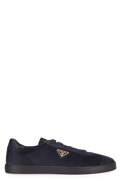 Prada Suede Low-top Sneakers In Blue
