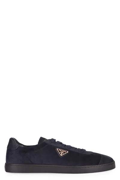 Prada Suede Low-top Sneakers In Blue