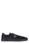 Prada Blue Calf Leather Bos Taurus Low Top Sneakers In Blue
