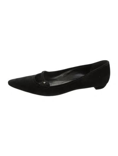 Pre-owned Prada Suede Mary Jane Flats In Black
