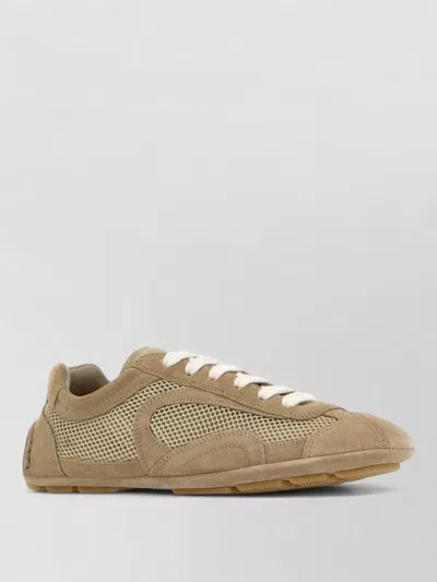 Prada Suede Mesh Montecarlo Sneakers Rubber Sole In Brown