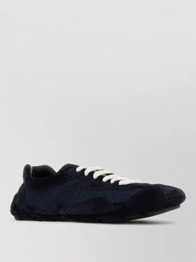 Prada Suede Mesh Montecarlo Sneakers Rubber Sole In Black