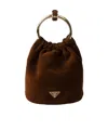 Prada Womens Brown Brand-plaque Mini Suede Bucket Bag In Brown
