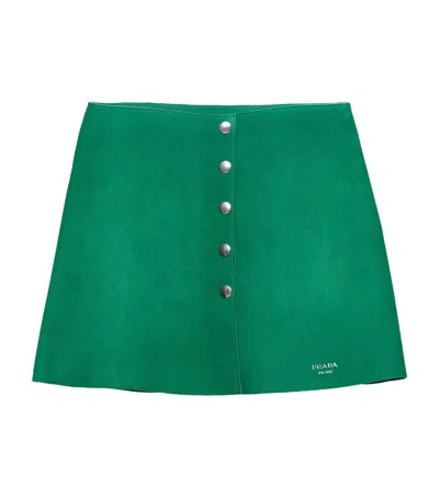 Prada Suede Mini Skirt In Green