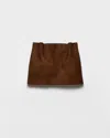 Prada Elasticated-waistband Suede Mini Skirt In Brown