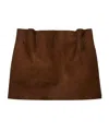 Prada Elasticated-waistband Suede Mini Skirt In Brown