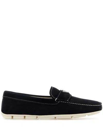 Prada Suede Moccasins For Men - Ss24 Collection In Black