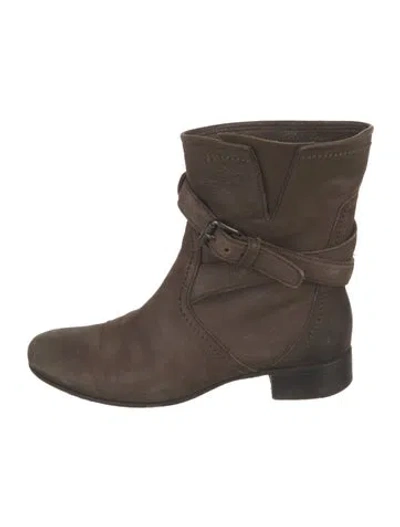 Pre-owned Prada Suede Moto Boots In Brown