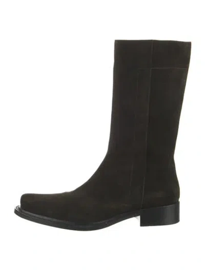 Pre-owned Prada Suede Moto Boots In Multi