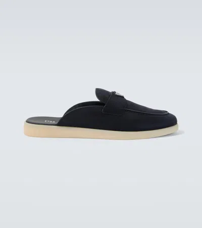 Prada Suede Mules In Black