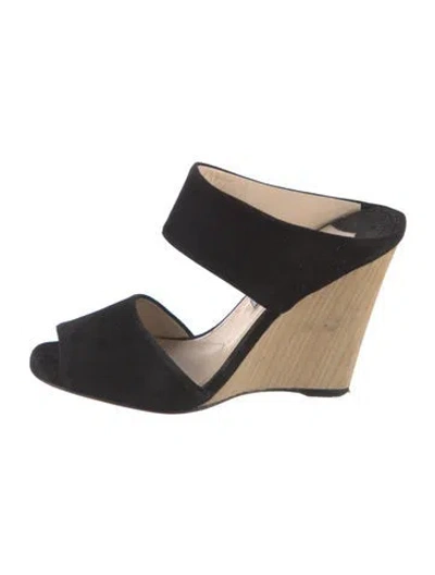 Pre-owned Prada Suede Mules In Black