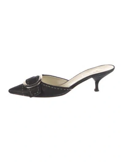 Pre-owned Prada Suede Mules In Black