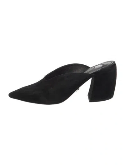 Pre-owned Prada Suede Mules In Black