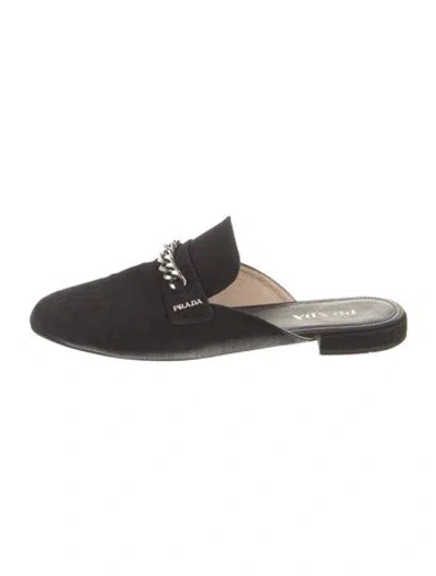 Pre-owned Prada Suede Mules In Black