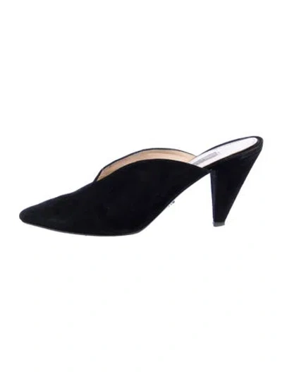 Pre-owned Prada Suede Mules In Black