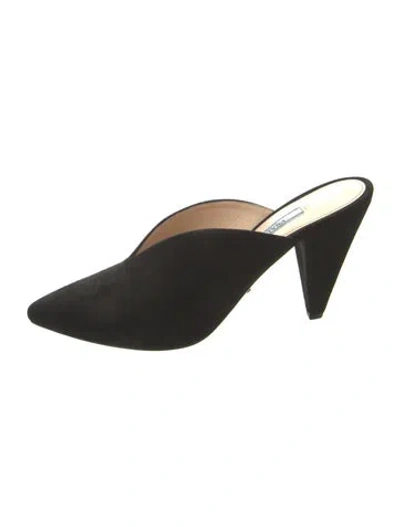 Pre-owned Prada Suede Mules In Black