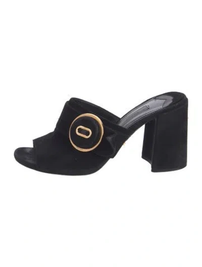 Pre-owned Prada Suede Mules In Black