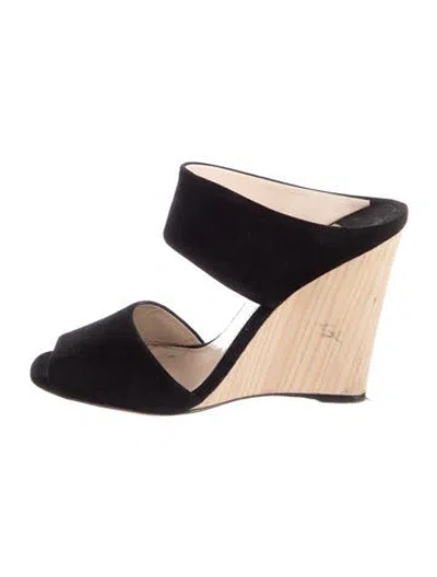 Pre-owned Prada Suede Mules In Black